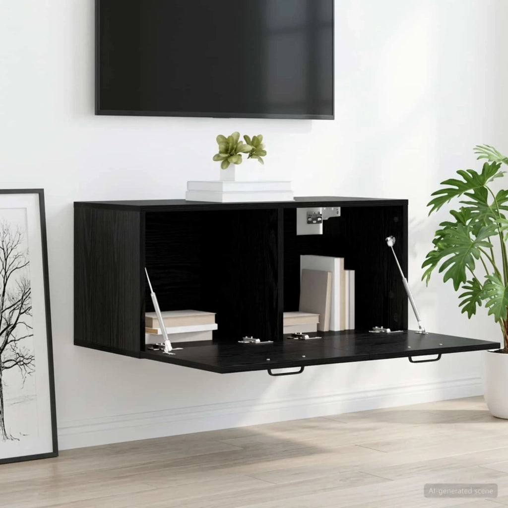 Armadietto a muro A parete Rovere nero 80 x 36,5 x 35 cm 8009819