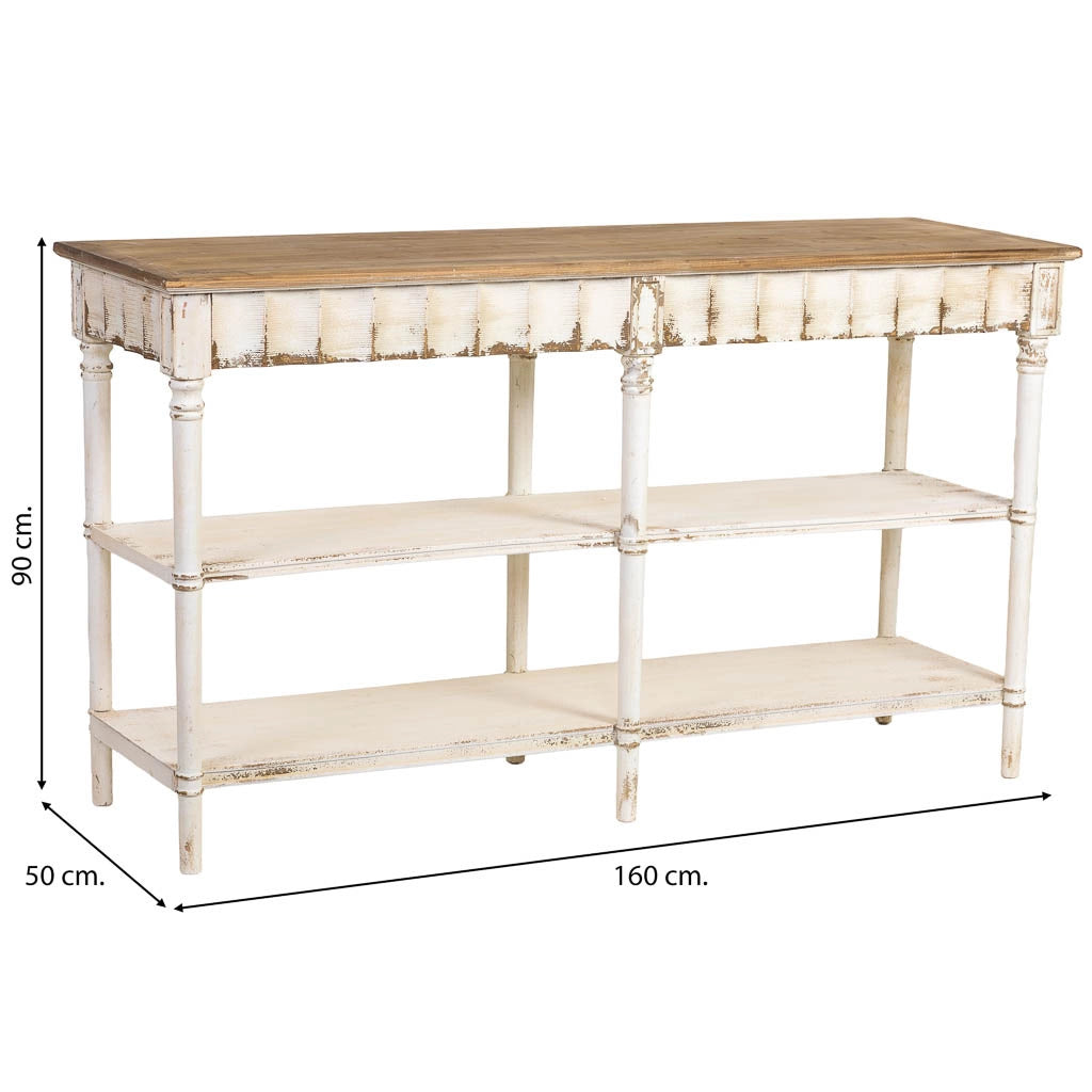 Scaffale in legno marrone e bianco 160x50x90h cm