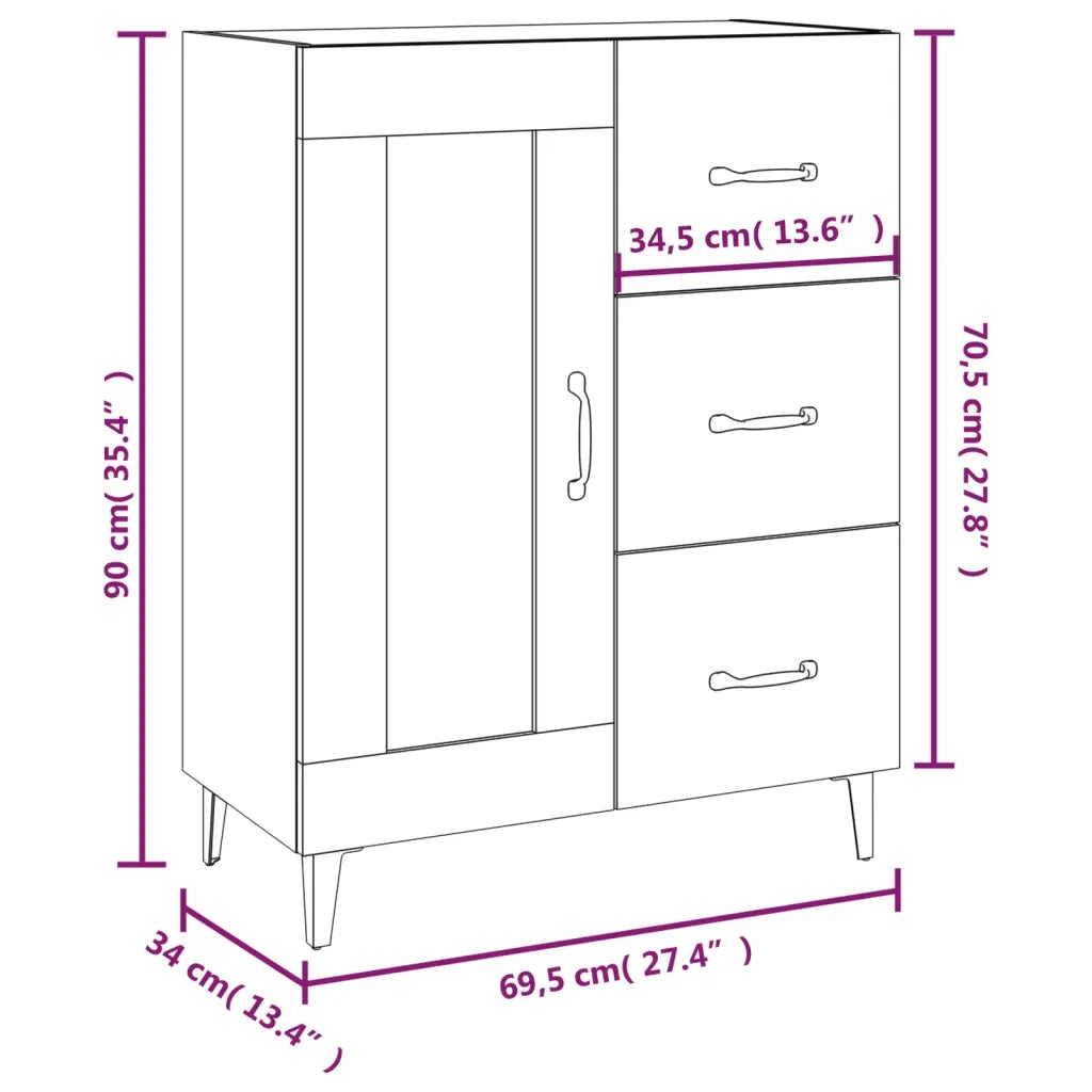 Credenza Rovere Fumo 69,5x34x90 cm in Legno Multistrato cod mxl 26518