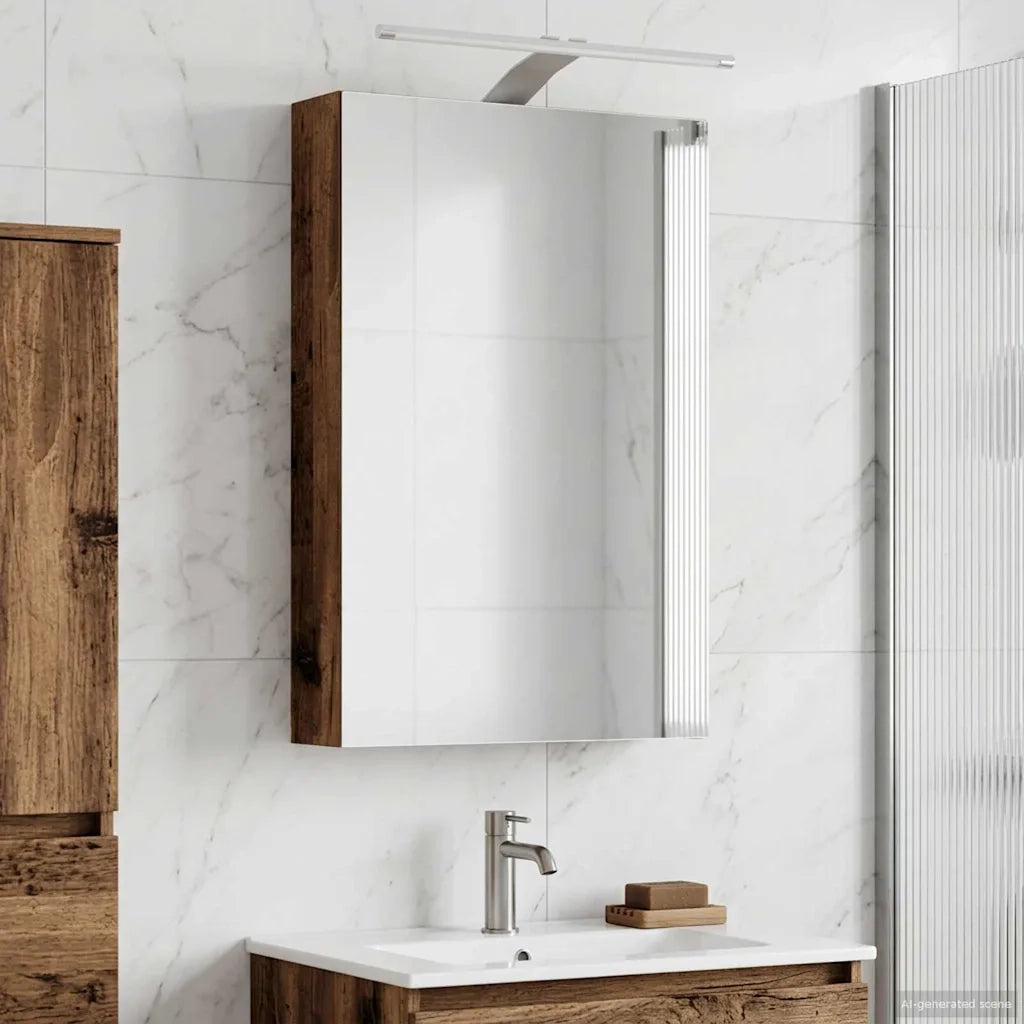 Mobiletto per specchio da bagno Legno vecchio 889037