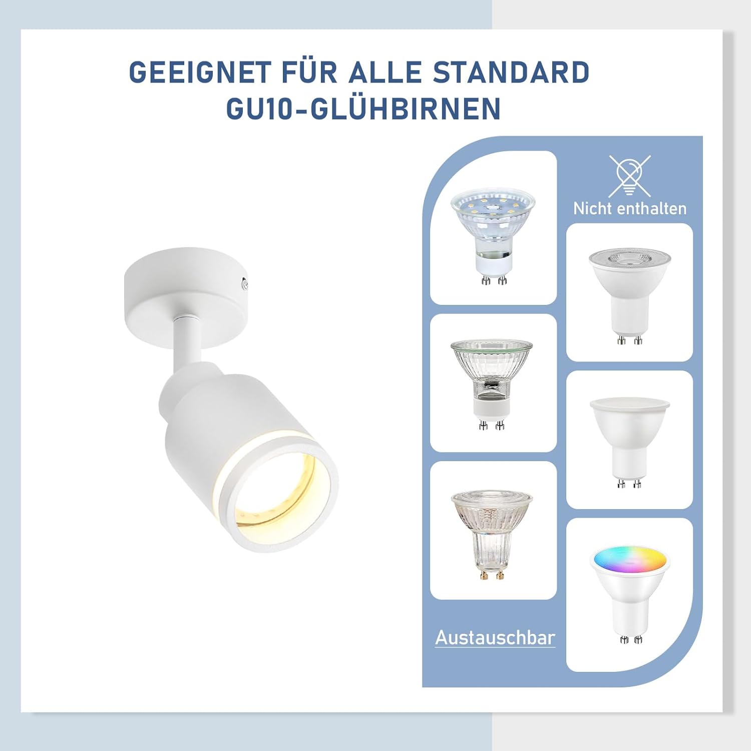 ZMH Faretto da soffitto moderni 1 lampadina GU10 orientabile