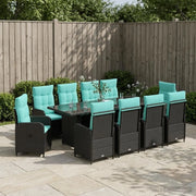 Set da pranzo per esterni 11 pz Nero e Turchese polyrattan 3422387