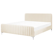 Letto in velluto grigio 180 x 200 cm trapuntato testiera gambe in metallo design moderno