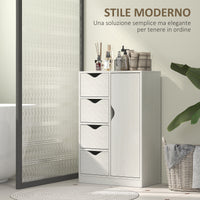 Mobile Bagno con 4 Cassetti e Armadietto 54x29x83 cm Maniglie Ritagliate in Legno Bianco