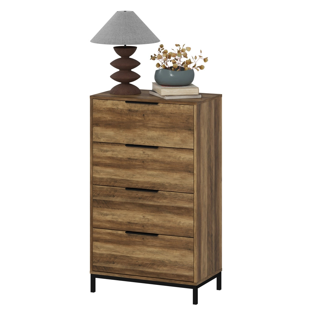 Cassettiera Comodino ¨C Zephmum ¨C 62x35x105 cm Legno Naturale