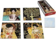 Sottopiani in vetro, tappeti in vetro, tappeti per bicchieri, resistente al calore, set da 4, stampato con Gustav Klimt, Il Bacio, Adele Bloch Bauer, Giuditta, L'albero della vita
