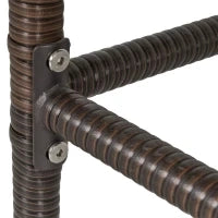 Set 5 Pezzi Tavolino con 4 Sedie da Giardino Alte in Rattan Sintetico con Secchiello per Ghiaccio, Marrone