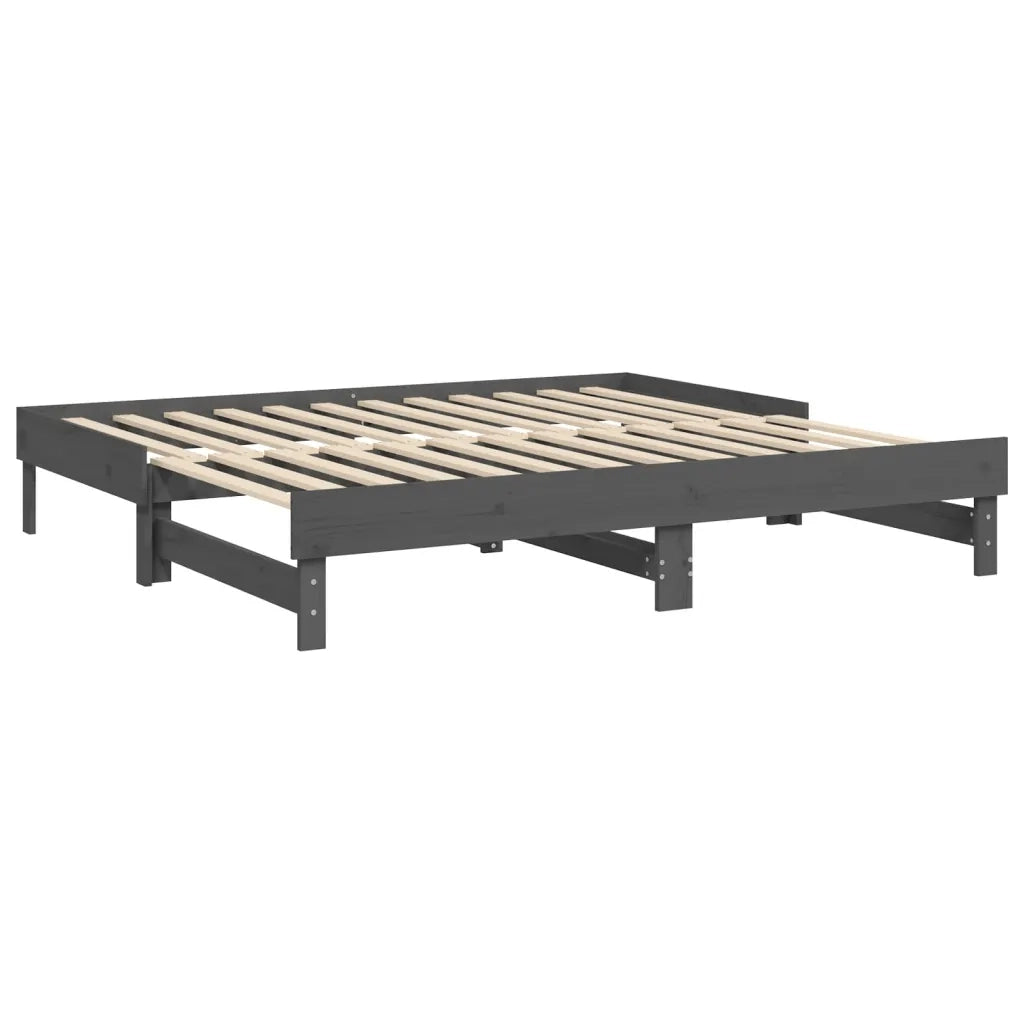 Dormeuse Estraibile Grigia 2x(90x190) cm Legno Massello di Pino 823391