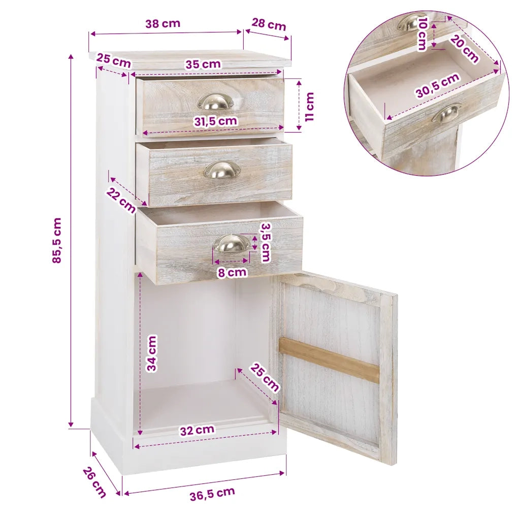 Armoire latérale 38x28x86 cm Bois de Paulownia