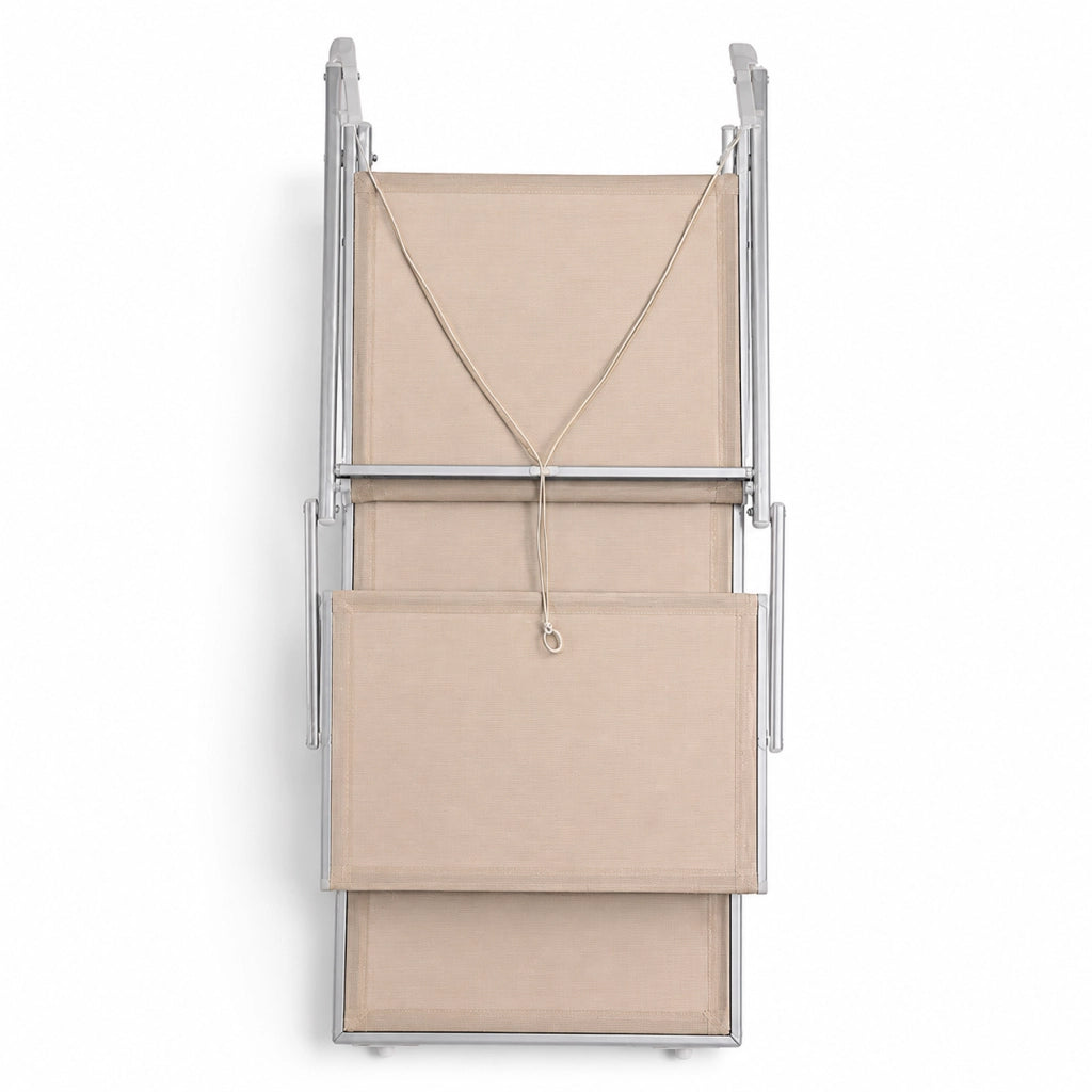 Lettino Prendisole Pieghevole Professionale Tettuccio Regolabile Tettino Parasole Sdraio Relax Mare Spiaggia Piscina Giardino Terrazza Esterno 182 x 60 x 38 Cm Beige