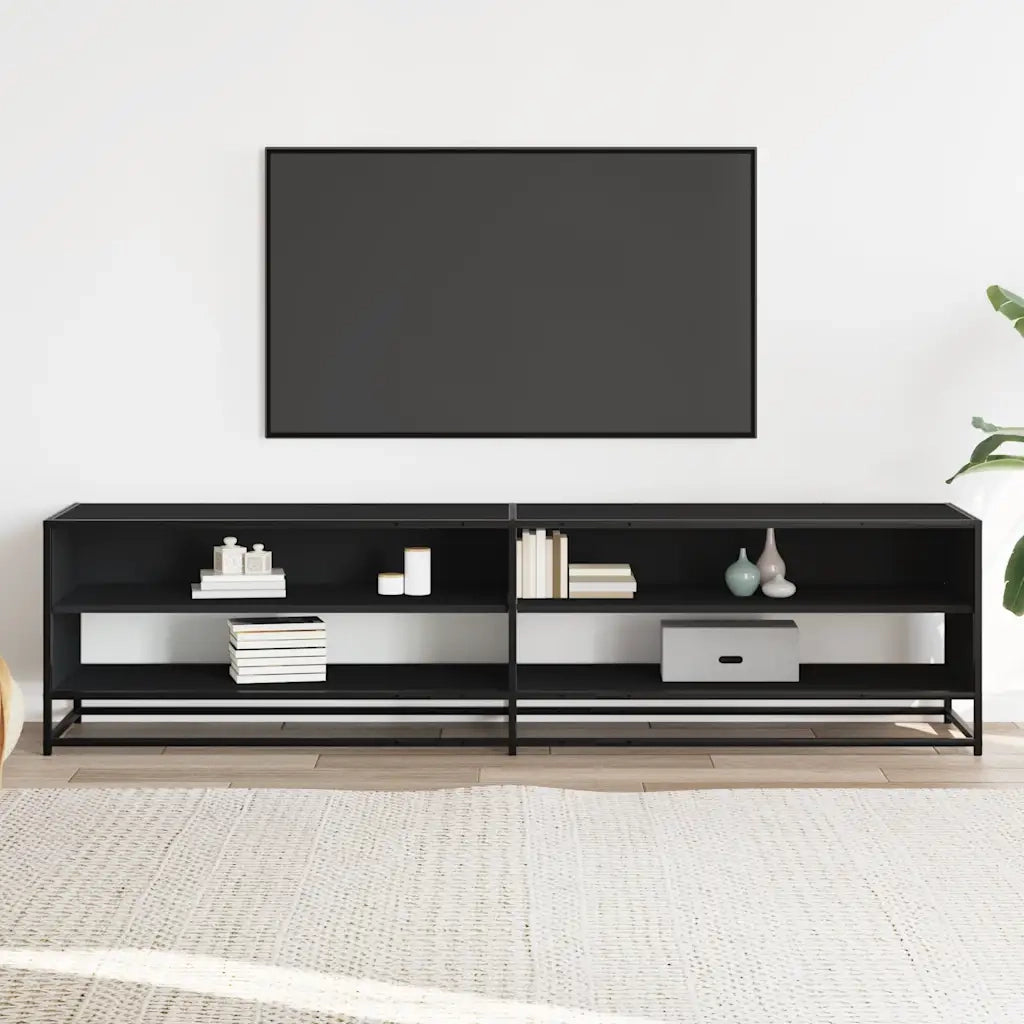 Mobile Porta TV Nero 180,5x40x46 cm in Truciolato
