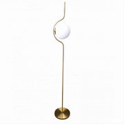 Trade Shop - Lampada Da Terra Oro Con Sfera In Vetro Bianco Piantana E27 Design Moderno 33894 -