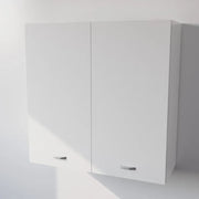 Pensile Cucina  in Legno Nobilitato Bianco, Mobile Alto con 2 Ante, Pensile Componibile Moderno Made in Italy (H90XL90XP33cm)