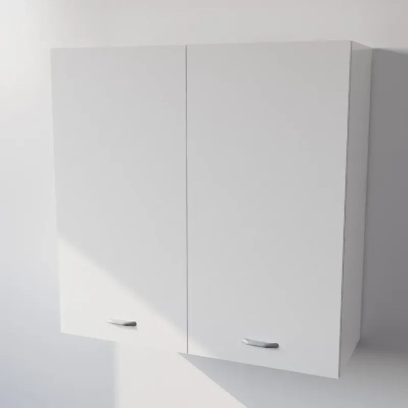 Pensile Cucina  in Legno Nobilitato Bianco, Mobile Alto con 2 Ante, Pensile Componibile Moderno Made in Italy (H90XL90XP33cm)