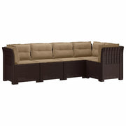 Divano da Giardino 5 Posti con Cuscini Stile Rattan PP Marrone 3444056