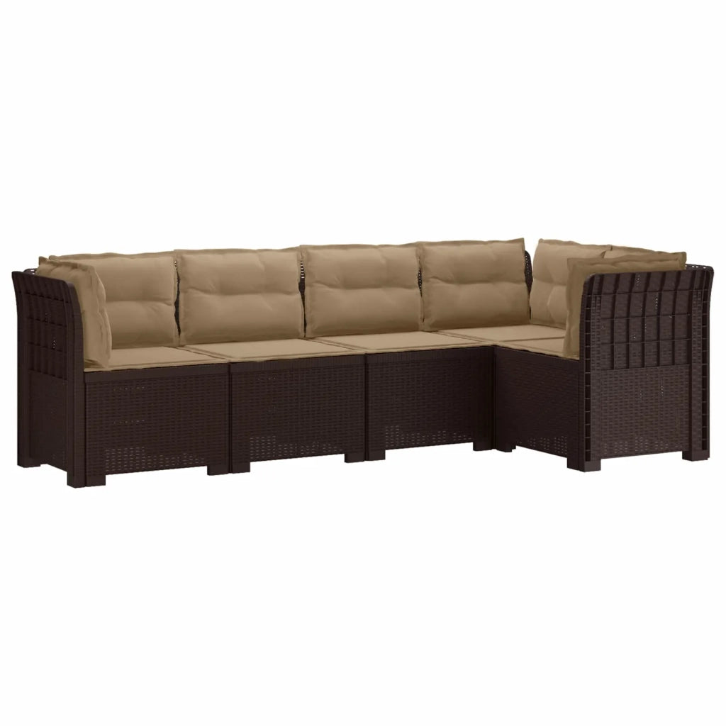 Divano da Giardino 5 Posti con Cuscini Stile Rattan PP Marrone 3444056