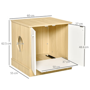 Mobile Lettiera per Gatti 60x55x62,5 cm in Legno Legno e Bianco