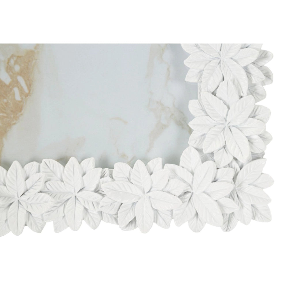 Cornice portafoto floreale con finitura bianca opaca