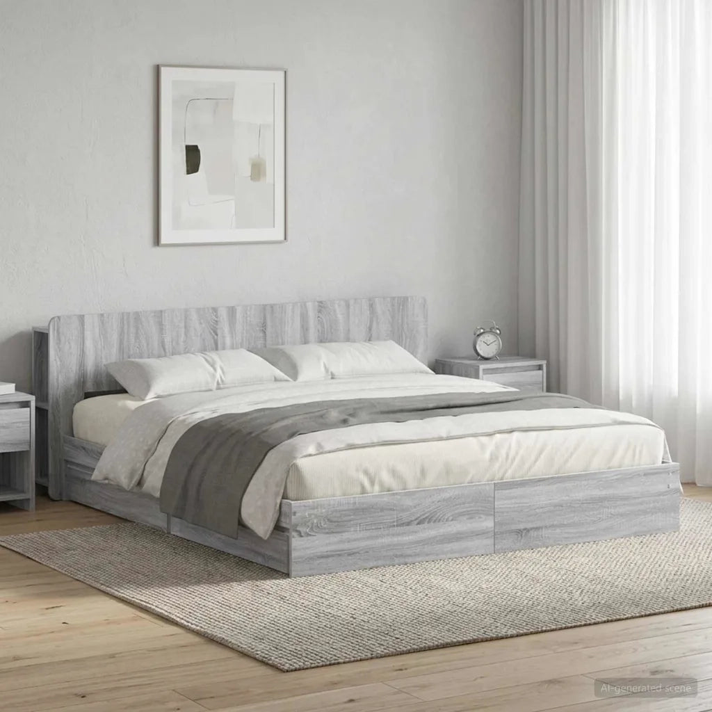 Telaio del letto con storage Sonoma grigio 200 x 200 cm