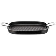 Alessi bistecchiera grill Pots and Pans 29x29 cm, antiaderente ceramico, induzione, alluminio, manici acciaio inox, nera
