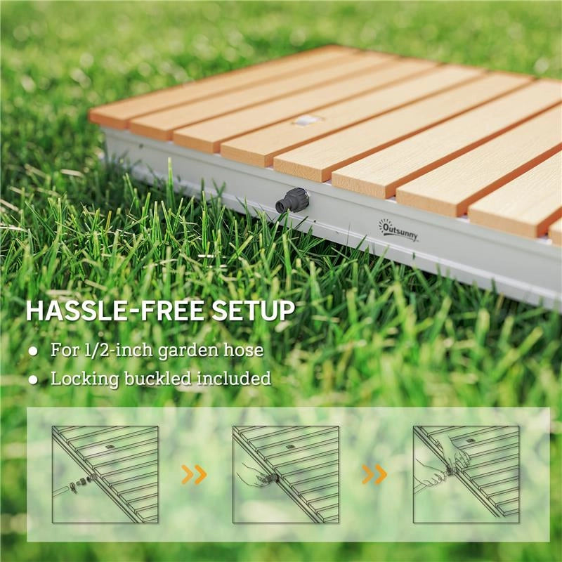 DOCCIA DA GIARDINO PORTATILE CON ALTEZZA FINO A 4 M E GETTI D'ACQUA REGOLABILI, 70X55 CM, LEGNO
