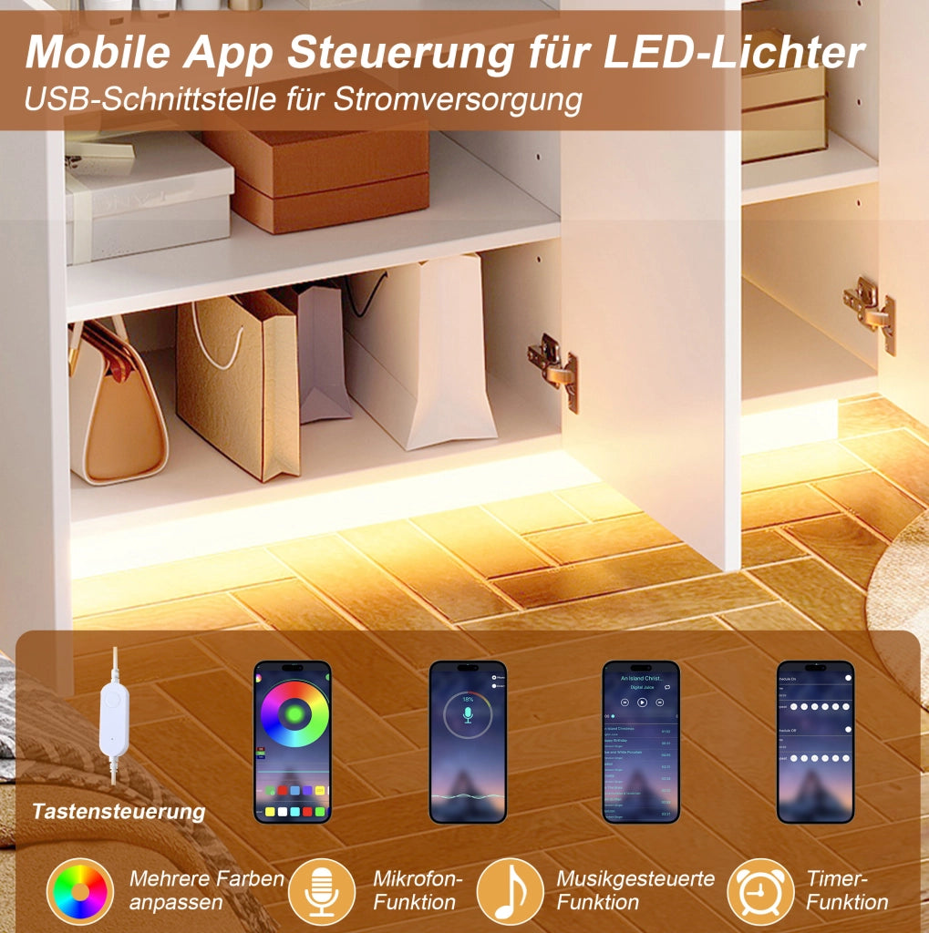 Tavolo da trucco L girevole con specchio LED e vano contenitore