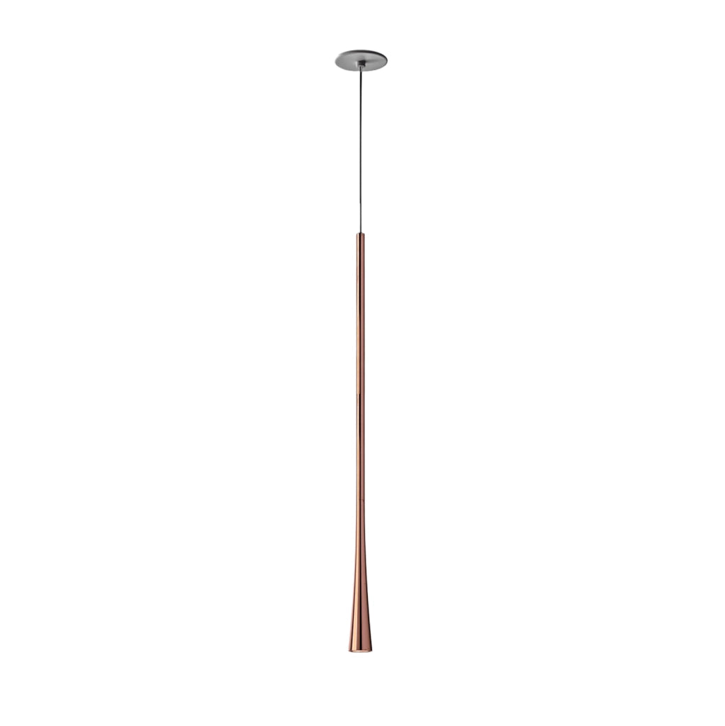 Dafne S/G Lampada a Sospensione Singola LED 7W 3000K CRI>90 in Alluminio - Rame con Rosone Nero - Gealuce