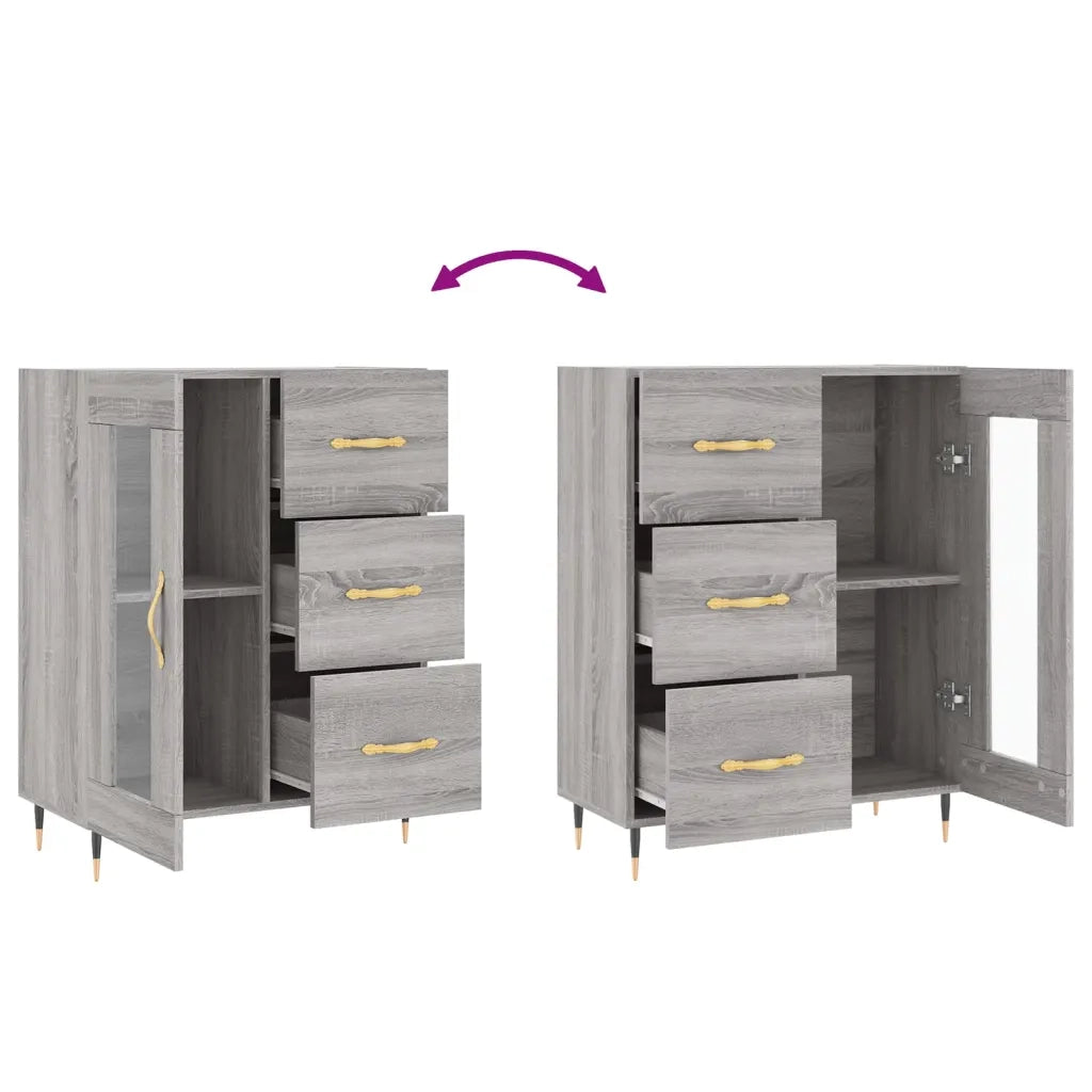 Credenza Grigio Sonoma 69,5x34x90 cm in Legno Multistrato