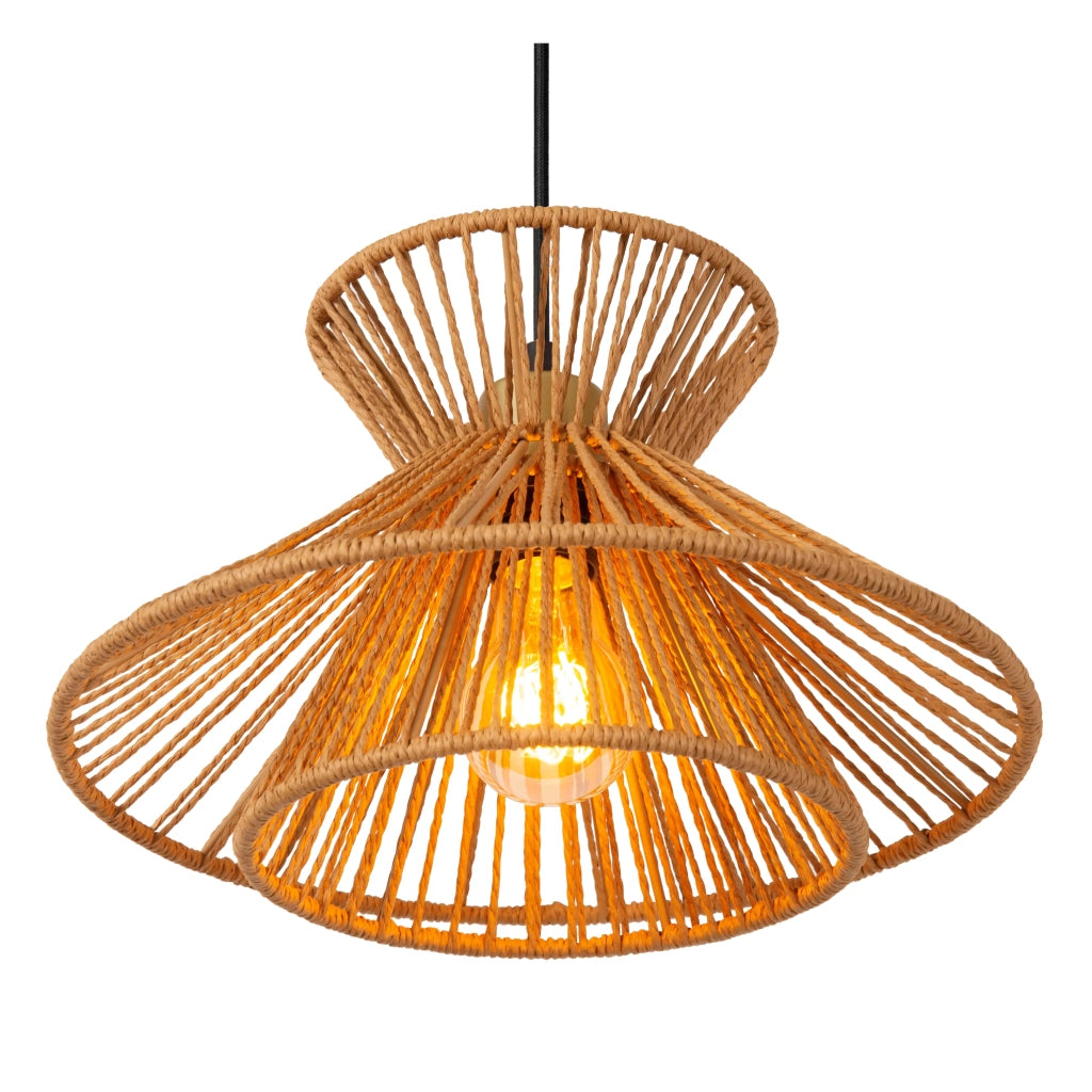 Lampada a sospensione boho TASMAN legno chiaro E27 60W Lucide