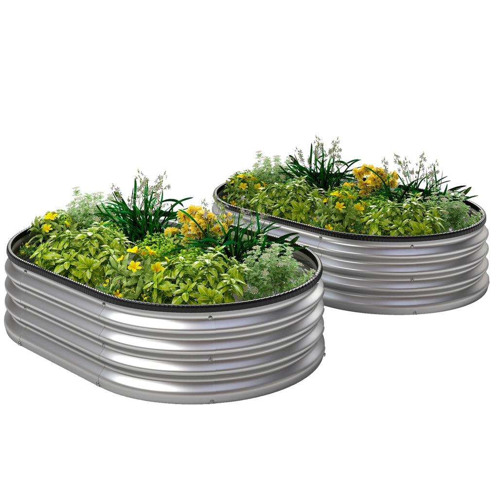 Fioriere 2 Pezzi Giardino Esterno Acciaio ¨C Zephmum ¨C Argento 135x90x30 cm
