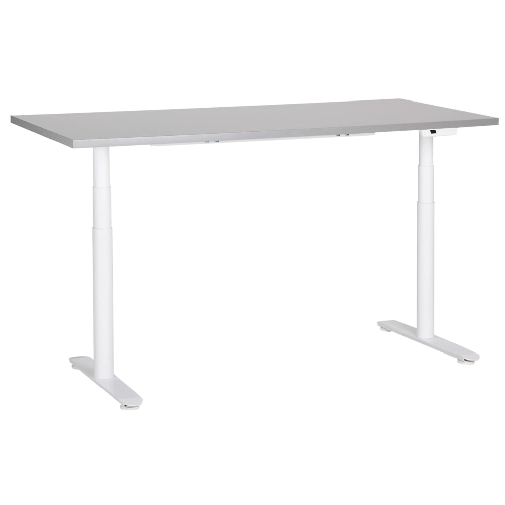 Scrivania regolabile elettricamente grigia e nera 160 x 72 cm struttura in acciaio verniciato a polvere