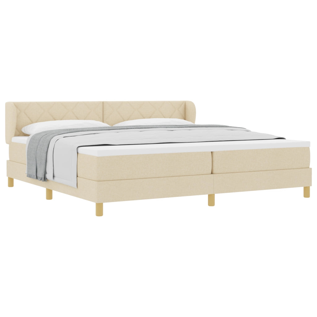 Letto Box Spring con Materasso - Crema - 200x200 cm - Tessuto