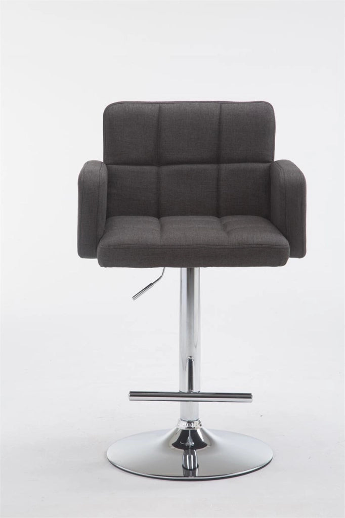 Sgabello Los Angeles in tessuto grigio scuro,cromo
