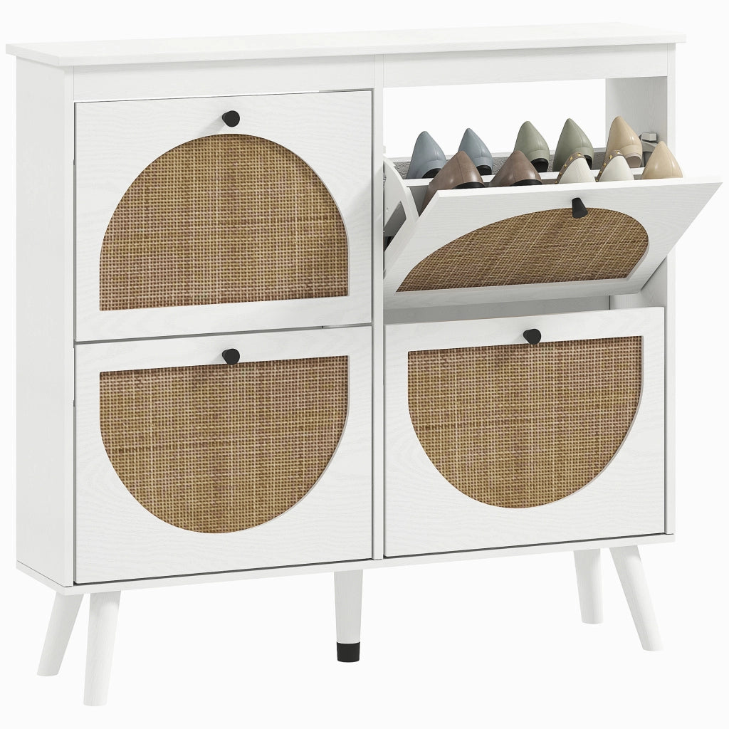 Scarpiera con ripiano regolabile ¨C zephmum ¨C bianco 105x24x97.5 cm