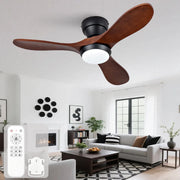 Ventilatore da soffitto 36 pollici con luce LED; 6 velocità; telecomando; nero e noce scuro