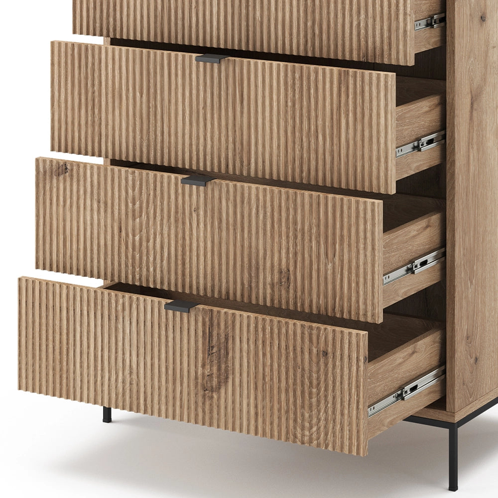 Vicco Cassettiera Quercia vichinga 76 x 120 cm con 5 cassetti