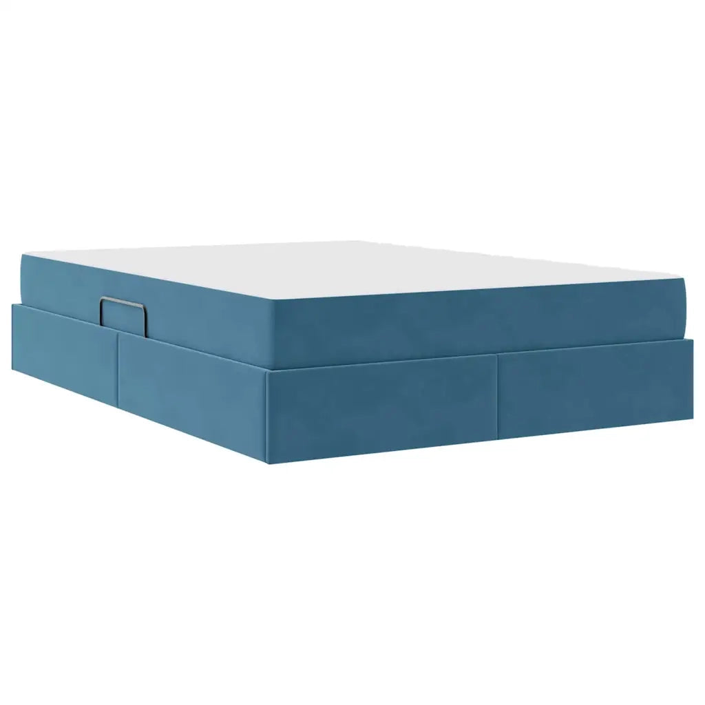 Letto con contenitore e materasso Blu Scuro 140 x 200 cm