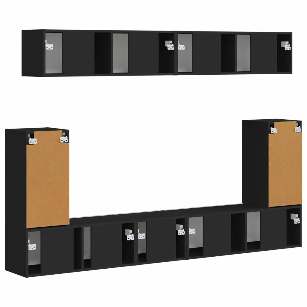 Set mobile TV Montaggio a parete 5 pcs Nero Legno multistrato 3409088
