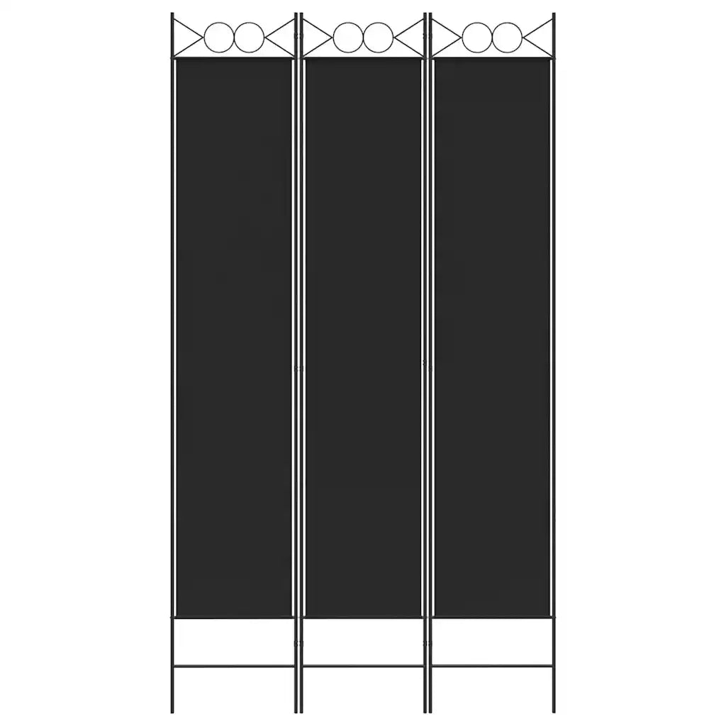 Divisorio Ambienti | Divider per stanze | Paravento a 3 Pannelli Nero 120x220 cm in Tessuto