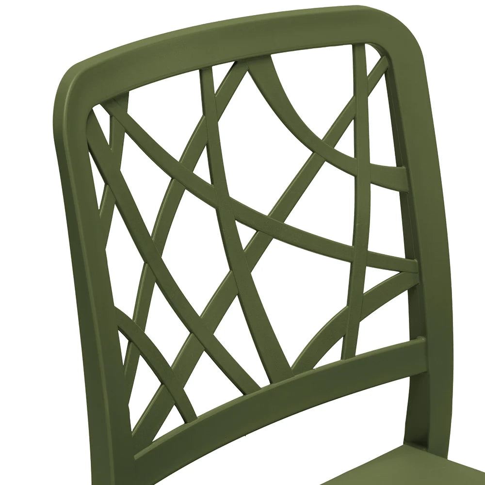 Set 4 sedie in polipropilene PENELOPE, 100% MADE IN ITALY, impilabile, resistente ai raggi UV, design moderno, ideale per sala da pranzo, cucina, sala d’attesa, bar, ristoranti o giardino, colore Verde Oliva