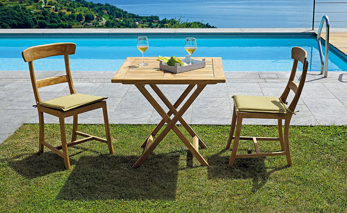 Tavolo Quadrato Pieghevole da Giardino 80x80 cm in Legno Teak Vorghini Vulcano