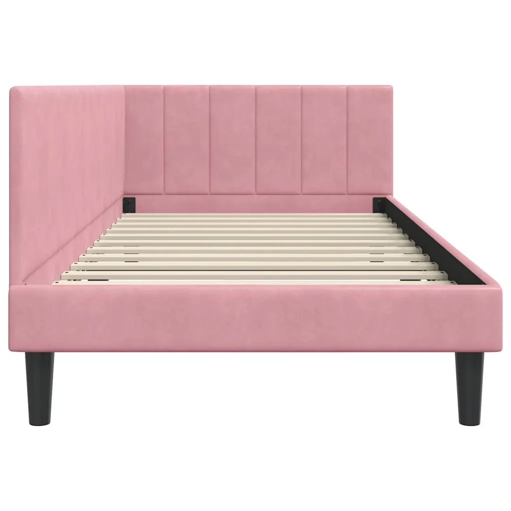 vidaXL Cornice del letto ad angolo Rosa 100 x 200 cm Velluto