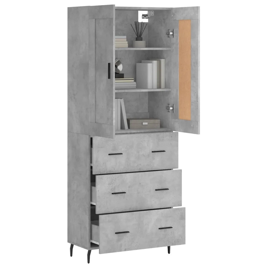 Credenza | Madia | Buffet da pranzo | Armadio da pranzo Grigio Cemento 69,5x34x180 cm in Legno Multistrato