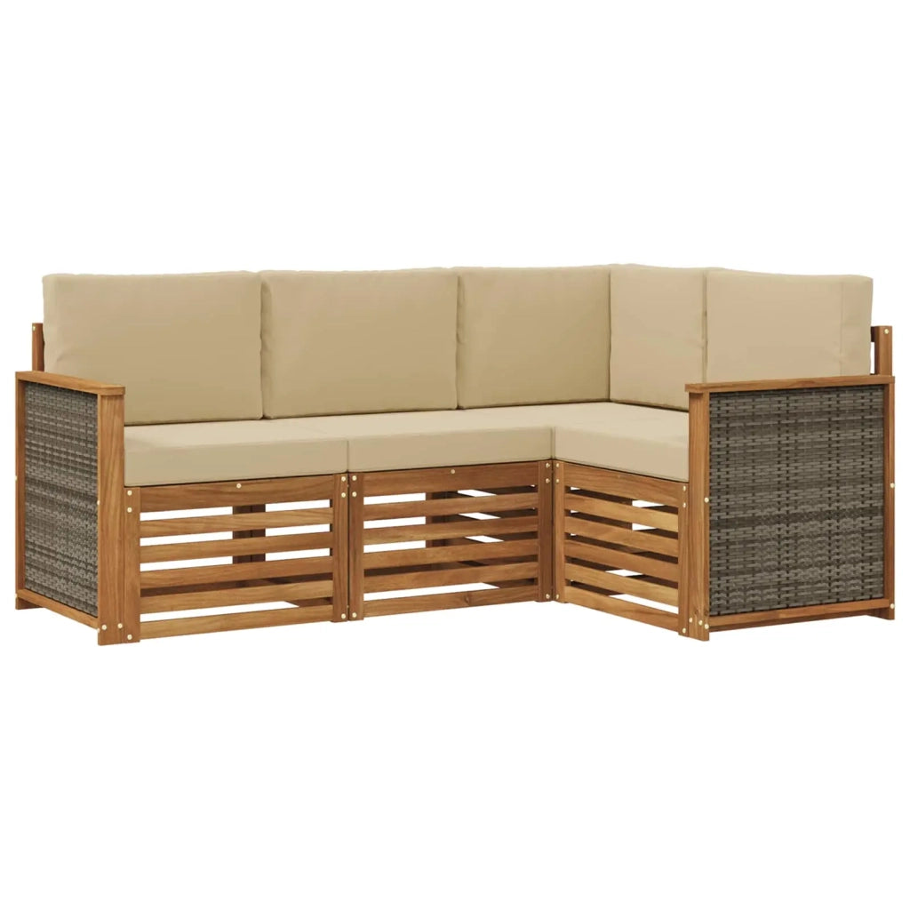 Set divani con cuscino 4 pcs Legno di Acacia Massello