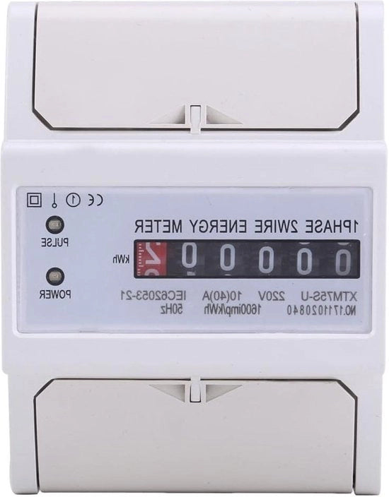 Contatore Energetico Digitale LCD Fase Singola 2-Filari Metro KWh Contatore DIN Rail 10 (40) A - XTM75S-U Monitoraggio Consumo Energetico