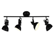 Plafoniera Barra 4 Spot Luci Faretti Interno Stile Classico Nero Gina GD Trio