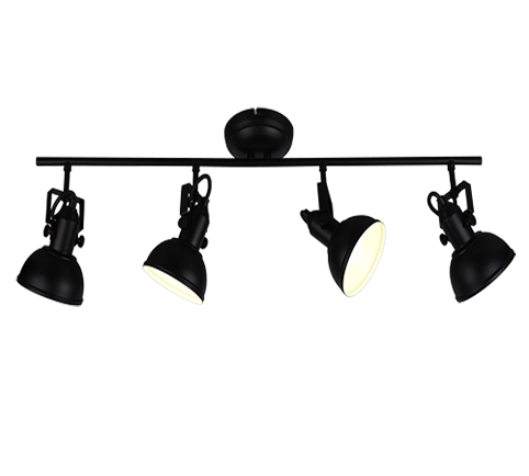 Plafoniera Barra 4 Spot Luci Faretti Interno Stile Classico Nero Gina GD Trio