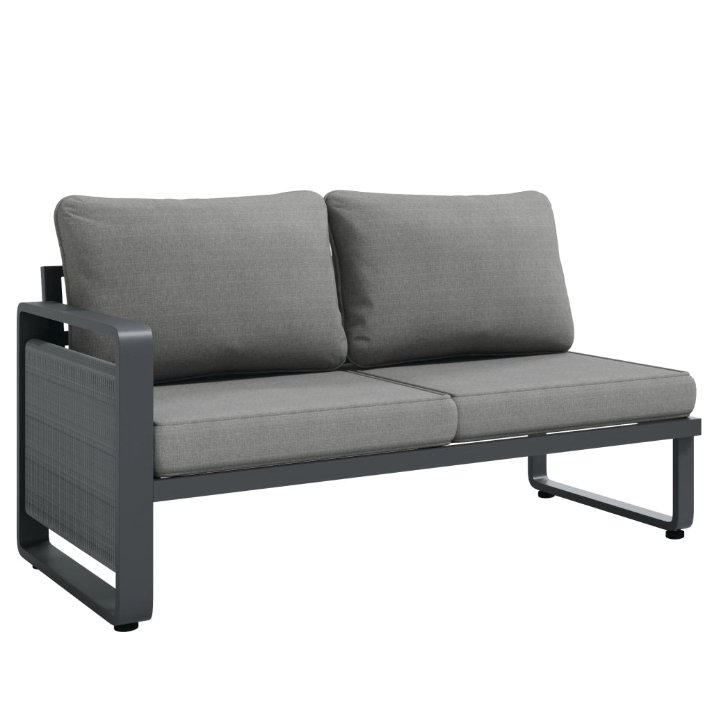 Set Divano da Giardino 6-7 Posti ¨C MINIMAL ¨C Angolare, Corda, Ferro, Cuscini, Grigio