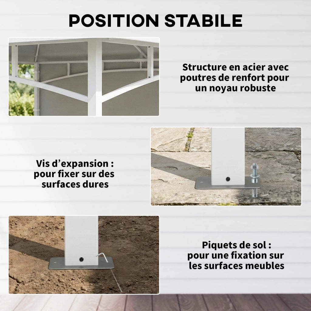 Gazebo da Giardino con Tetto Doppio e Tende ¨C zephmum ¨C 3x3 m Crema