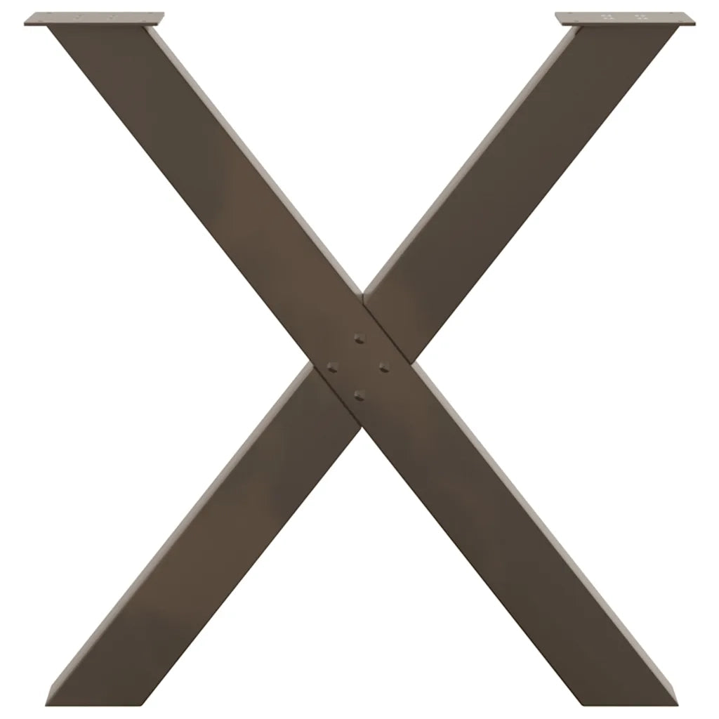 Gambe per tavolo da pranzo a forma di X 3 pz in acciaio naturale 80x(72-73) cm